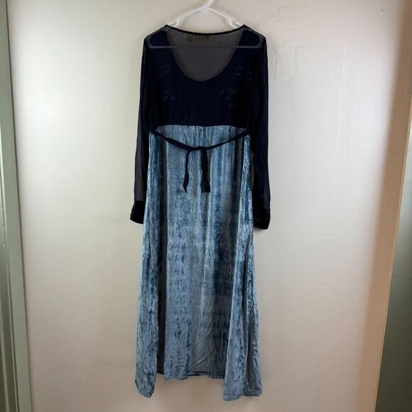 Vintage Nataya Na-Ta-Ya Maxi Dress Blue Forest Fairy Renaissance Embroidered M - Picture 7 of 14